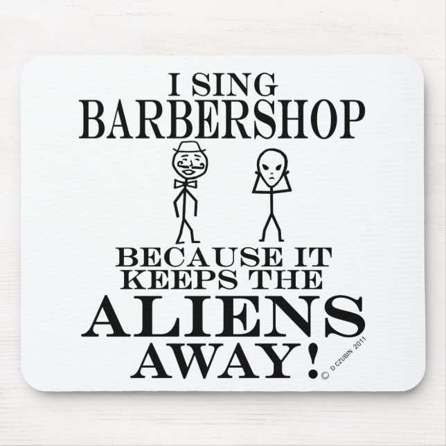 Keeps Aliens Away Barbershop Mouse Mat (Front)