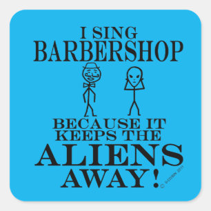 Keeps Aliens Away Barbershop Square Sticker
