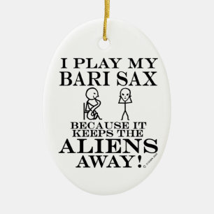 Keeps Aliens Away Bari Sax Ceramic Tree Decoration