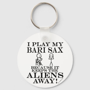 Keeps Aliens Away Bari Sax Key Ring