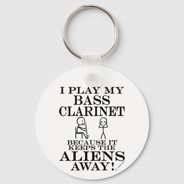Keeps Aliens Away Bass Clarinet Key Ring (Front)