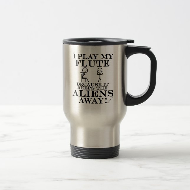 Keeps Aliens Away Flute Travel Mug (Right)