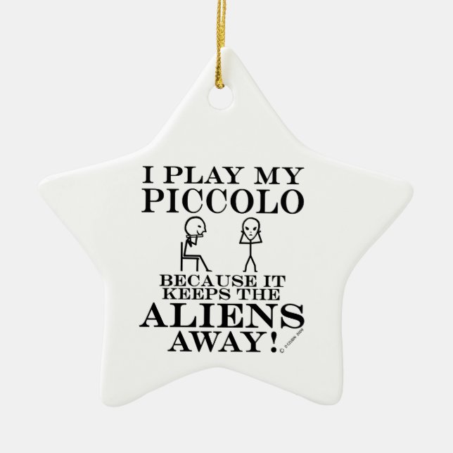 Keeps Aliens Away Piccolo Ceramic Ornament (Front)