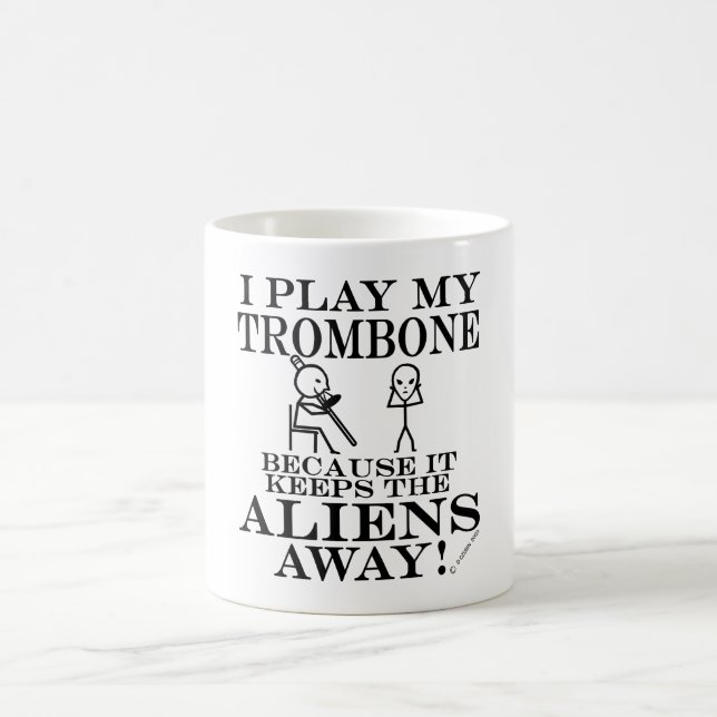 Keeps Aliens Away Trombone Coffee Mug (Center)