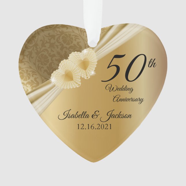 Keepsake 50th 💞 Gold Wedding Anniversary Ornament (Front)