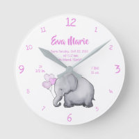 Keepsake Baby Girl Birth Stats Elephant Nursery