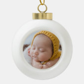 Keepsake Baby Photo Ceramic Ball Christmas Ornament (Front)