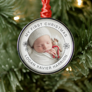 Keepsake Baby's First Christmas Photo Metal Tree Decoration