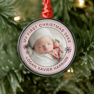Keepsake Baby's First Christmas Photo Metal Tree Decoration