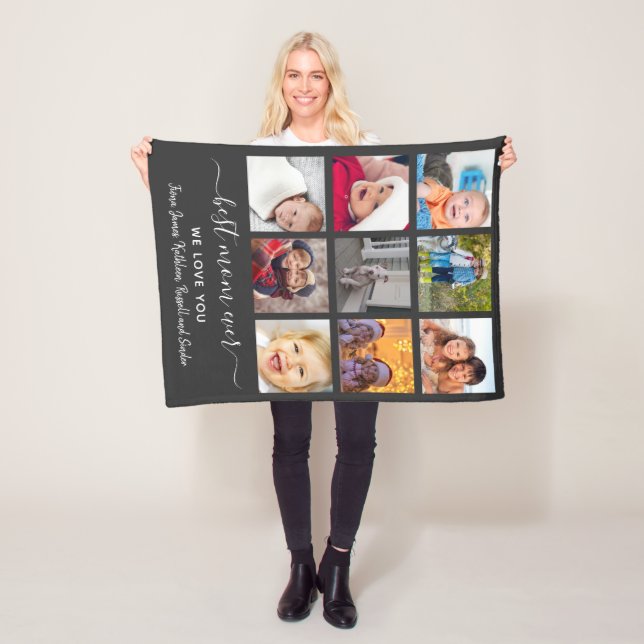 Keepsake Best Mum Ever Photo Collage Mother's Day Fleece Blanket (In Situ)