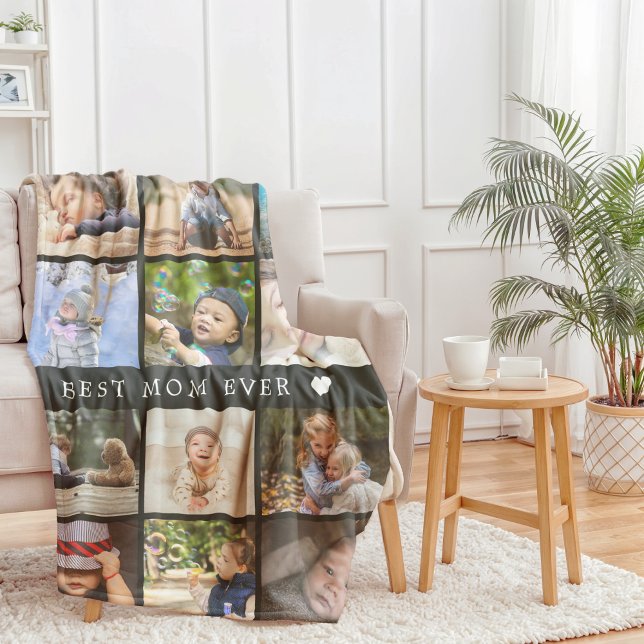 Keepsake Best Mum Ever Photo Collage Mothers Day Fleece Blanket (Keepsake Best Mom Ever Photo Collage Mothers Day Fleece Blanket)