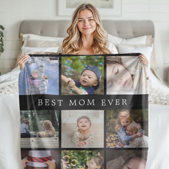 Keepsake Best Mum Ever Photo Collage Mothers Day Fleece Blanket (Keepsake Best Mom Ever Photo Collage Mothers Day Fleece Blanket)