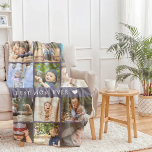 Keepsake Best Mum Ever Photo Collage Mothers Day Fleece Blanket