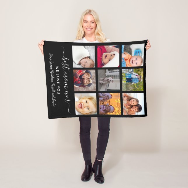 Keepsake Best Mum Ever Photo Collage Mothers Day Fleece Blanket (In Situ)