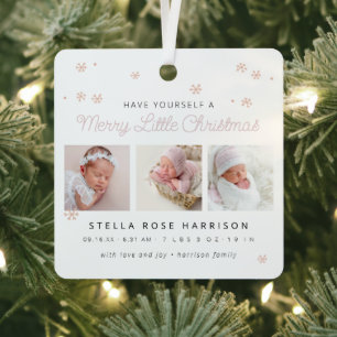Keepsake Birth Announcement Little Christmas Metal Tree Decoration