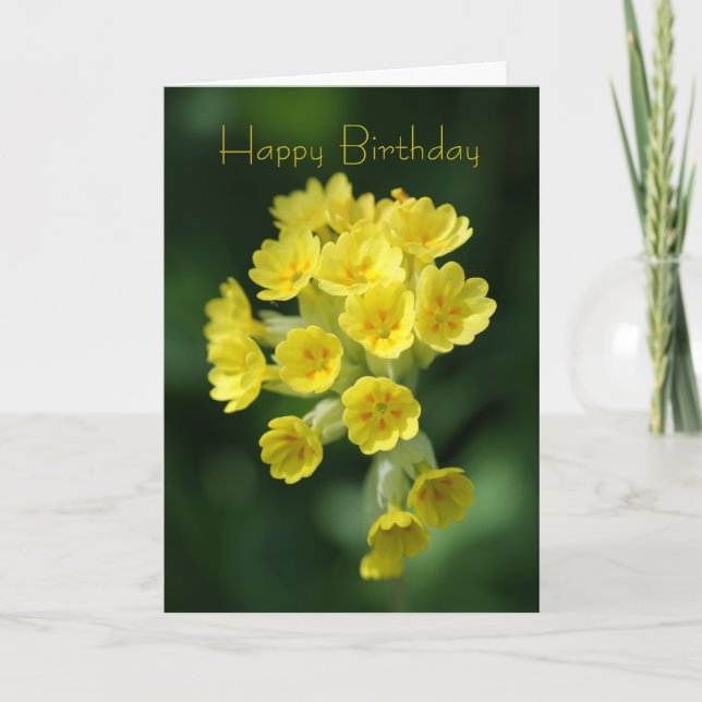 Keepsake Birthday Card - Wild Flower - Cowslip (Front)