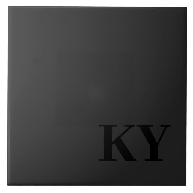 Keepsake Ceramic Tile - Initials, Black, Dark Grey (Front)