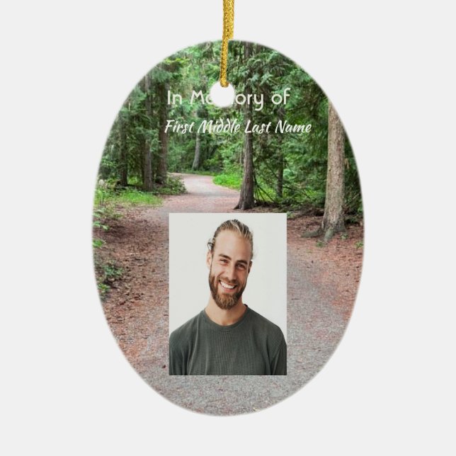 Keepsake Christian Trail Path Walk Hike Forest Ceramic Tree Decoration (Front)