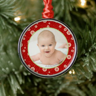 Keepsake Christmas Photo Name Metal Tree Decoration