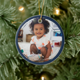 Keepsake Circular Grundge 2 Photo Ceramic Tree Decoration