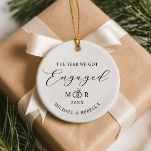 Keepsake Couple Names Ring Engaged Ceramic Tree Decoration