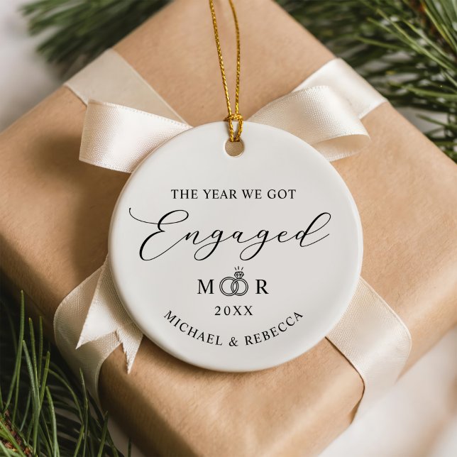 Keepsake Couple Names Ring Engaged Ceramic Tree Decoration (Creator Uploaded)