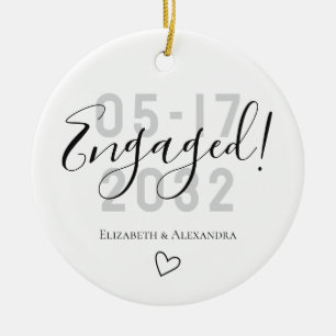 Keepsake Couple Names Year Engaged Ceramic Tree Decoration