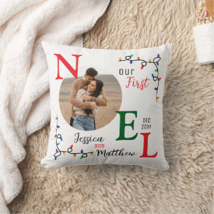 Keepsake Couples Photo Festive Colourful First Noe Cushion