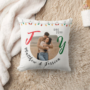 Keepsake Couples Photo White Joy Festive Christmas Cushion