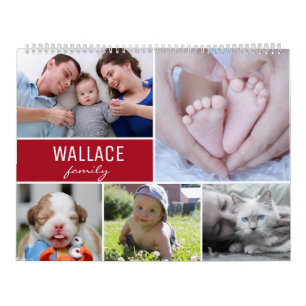 Keepsake Custom Family Photos New Year Memory Red Calendar