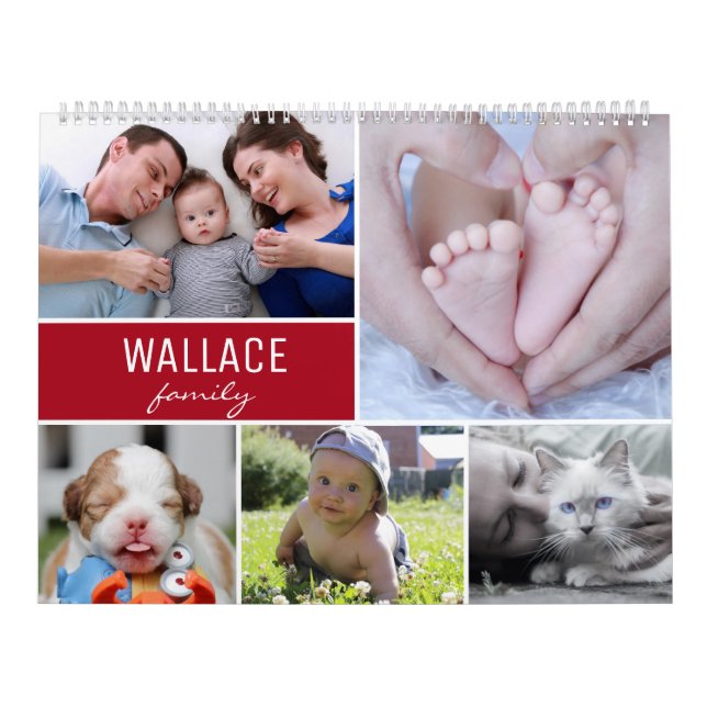 Keepsake Custom Family Photos New Year Memory Red Calendar (Cover)