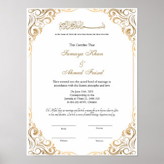 Keepsake Elegant frame nikkah contract Poster