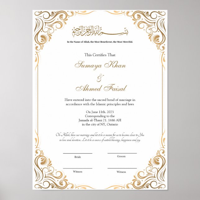 Keepsake Elegant frame nikkah contract Poster (Front)