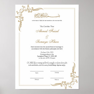 Keepsake Elegant frame nikkah contracts Poster