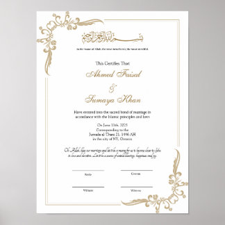 Keepsake Elegant frame nikkah contracts Poster