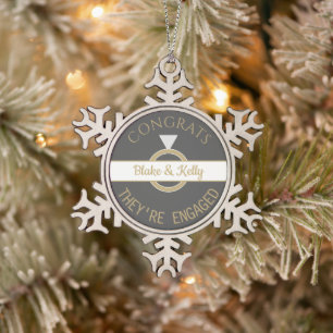 Keepsake Engagement Snowflake Framed Ornament