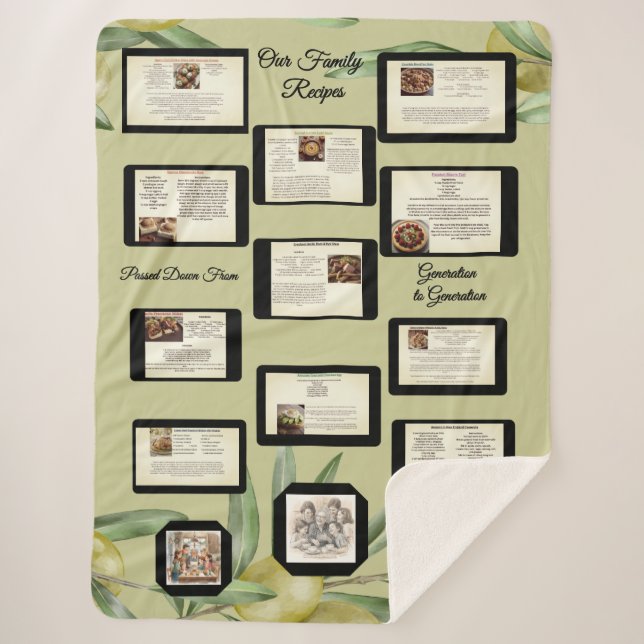 Keepsake Family Recipes & Photo Collage Sherpa Blanket (Front)