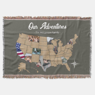 Keepsake Family Travel USA Photo Collage Throw Bla Blanket