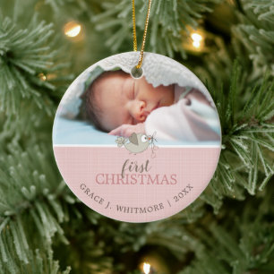 Keepsake First Christmas Photo Girl Ceramic Tree Decoration
