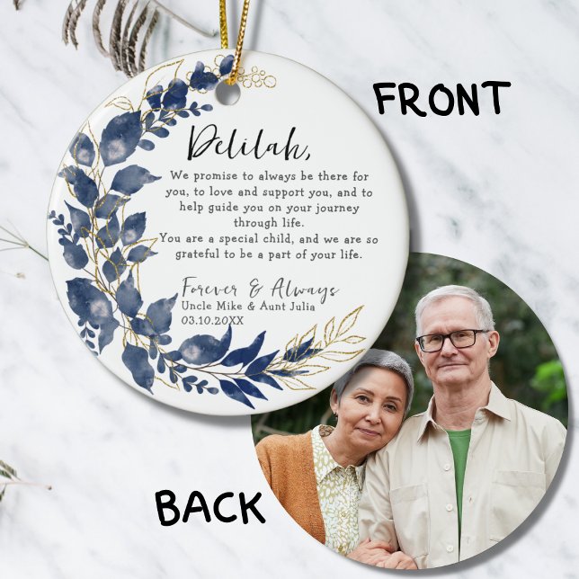 Keepsake from Godparents - Baptism Blue Leaves Ceramic Tree Decoration (Creator Uploaded)