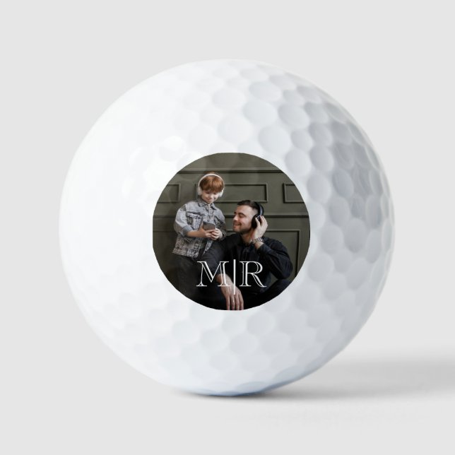 Keepsake Gift for Dad Personalised Monogram Photo  Golf Balls (Front)