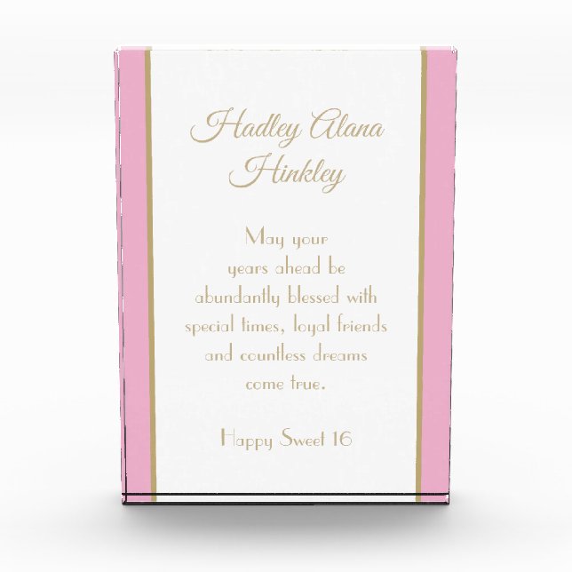 Keepsake gift! Special Sweet 16 Photo Block (Front)