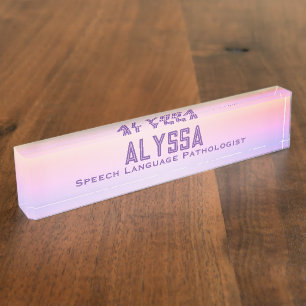 Keepsake Gift! Speech Pathologist Desk Nameplate
