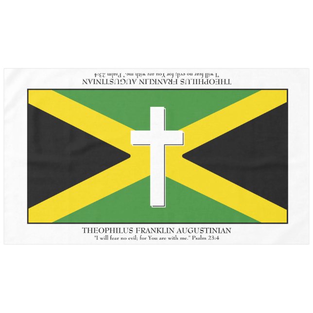 Keepsake | JAMAICA FLAG | Cross Scripture 60"x104" Tablecloth (Front (Horizontal))