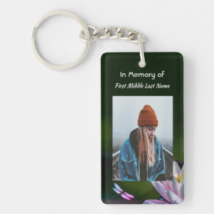 Keepsake Memorial Dragonfly Lotus Flower Key Ring