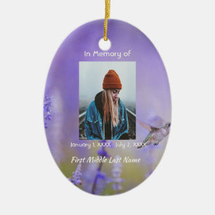 Keepsake Memorial Hummingbird Lavender Flowers Ceramic Tree Decoration
