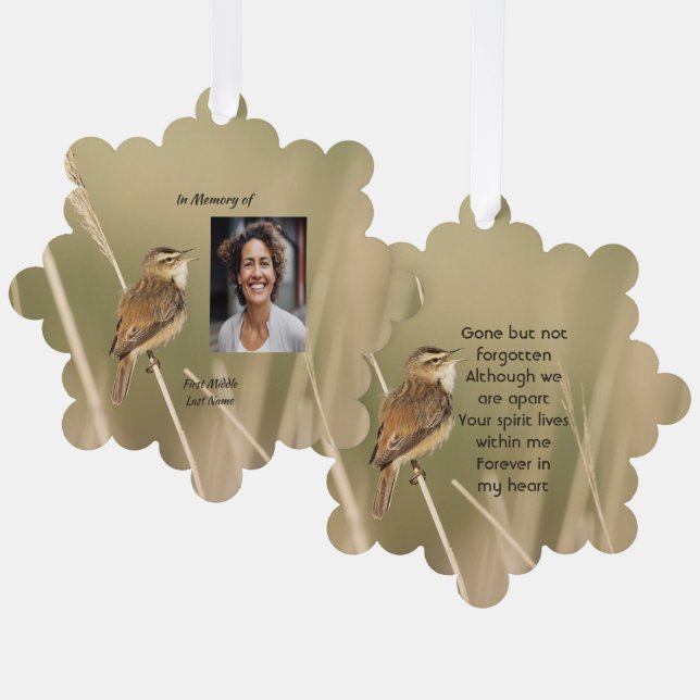 Keepsake Memorial Photo Bird Garden Nature  Tree Decoration Card (Front/Back)