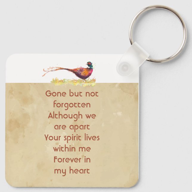Keepsake Memorial Photo Invite Pheasant Bird Art Key Ring (Back)