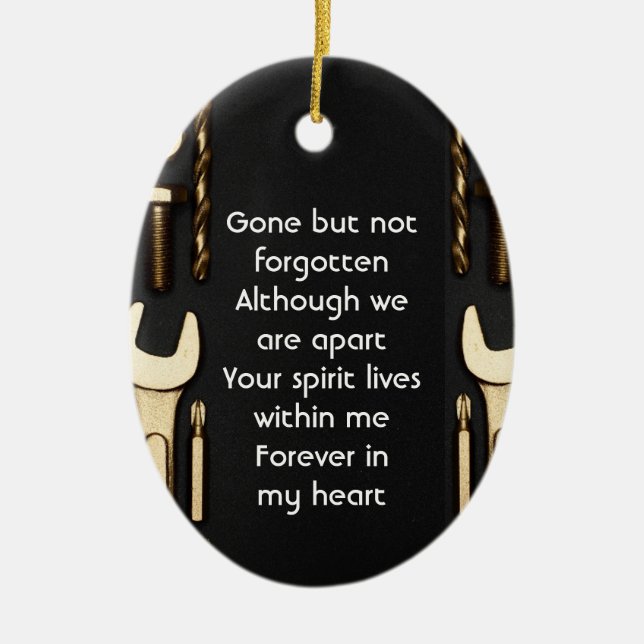 keepsake Memorial Photo Prayer Tools Mechanic Ceramic Tree Decoration (Front)