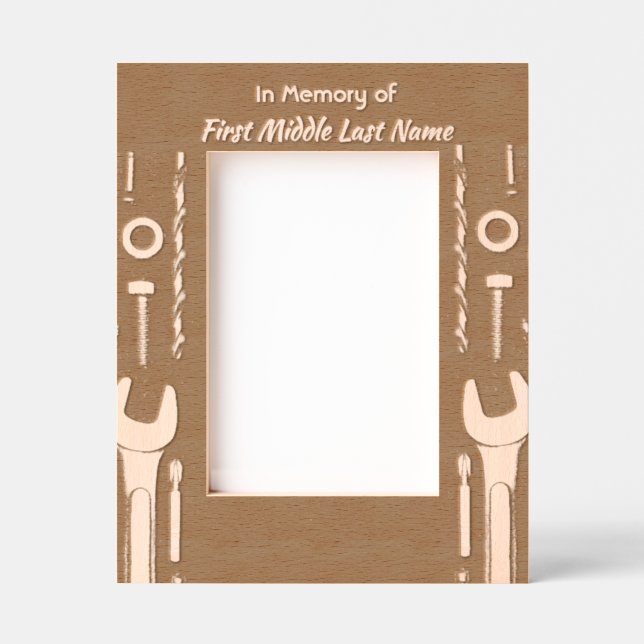 Keepsake Memorial Photo Prayer Tools Mechanic Etched Frames (Front)